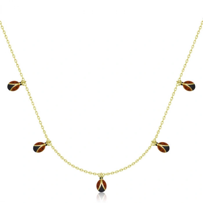 925 Ayar Gümüş Uğur Böceği Şans Kadın Gümüş Kolye T6567 (74)