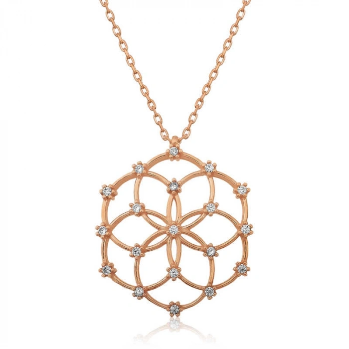 925 Ayar Gümüş Yaşam Çiçeği Kadın Gümüş Kolye T4598 (74)