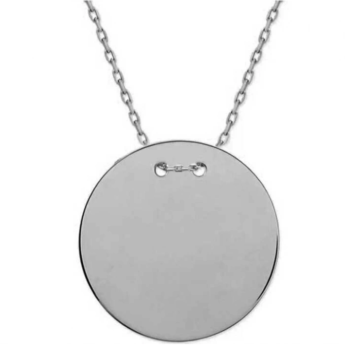 925 Ayar Gümüş Yuvarlak Plaka Kolye T7840 (74)