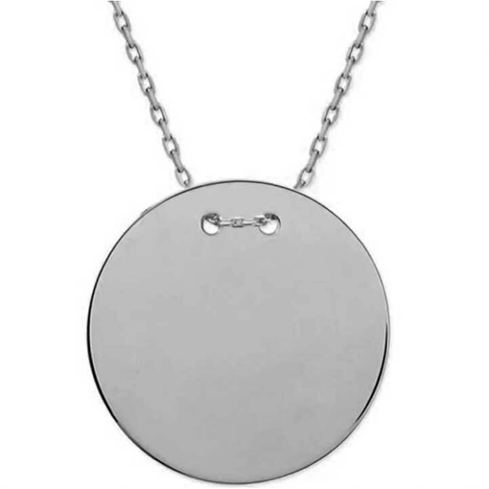 925 Ayar Gümüş Yuvarlak Plaka Kolye T7840 (74)