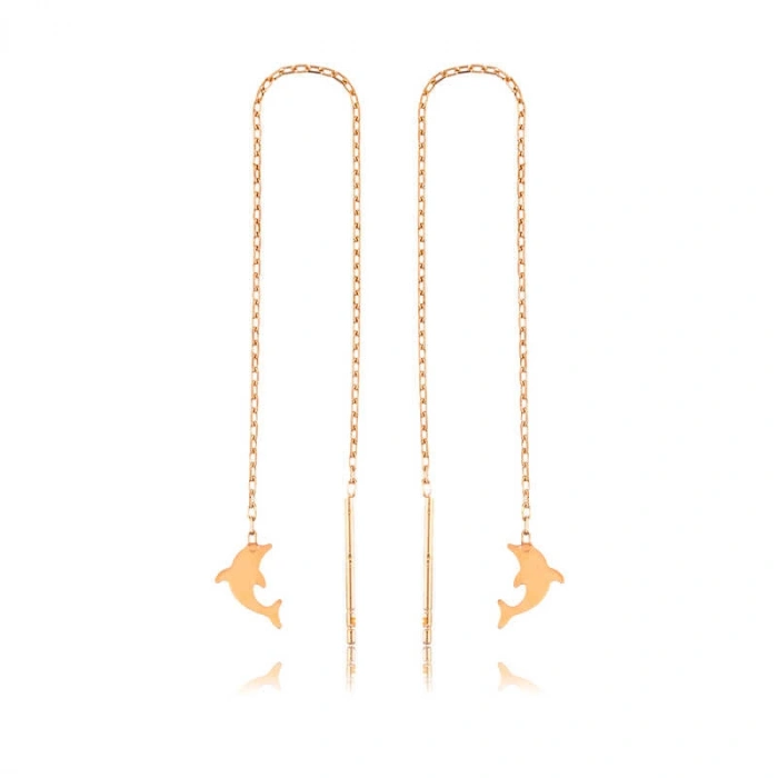 925 Ayar Gümüş Zincirli Yunus Balığı Küpe Ea1160054 (74)