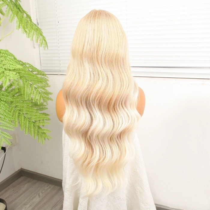 Açık Rus Kumralı Beyaz Platin Ombre Fiber Sen Tül Peruk