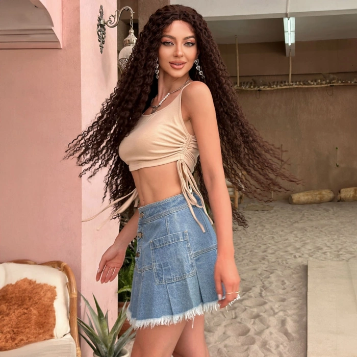 Afro Daa Fiber Sen Tül Peruk / Kahverengi