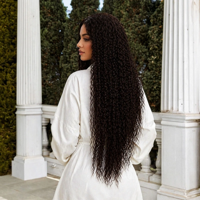 Afro Daa Fiber Sen Tül Peruk / Koyu Kestane