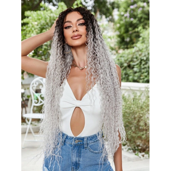 Afro Daa Fiber Sen Tül Peruk / Siyah / Gri Ombreli