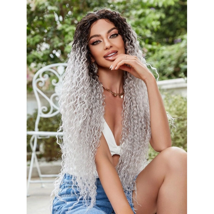 Afro Daa Fiber Sen Tül Peruk / Siyah / Gri Ombreli