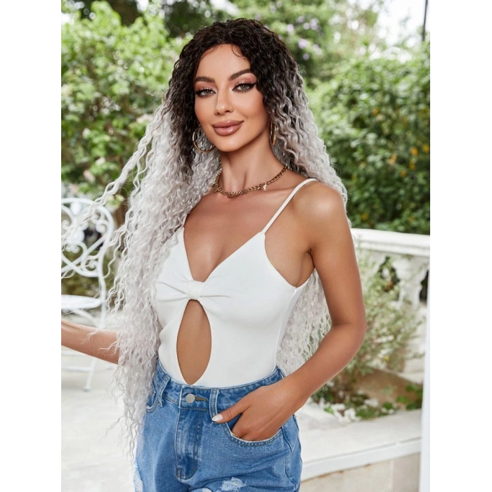 Afro Daa Fiber Sen Tül Peruk / Siyah / Gri Ombreli