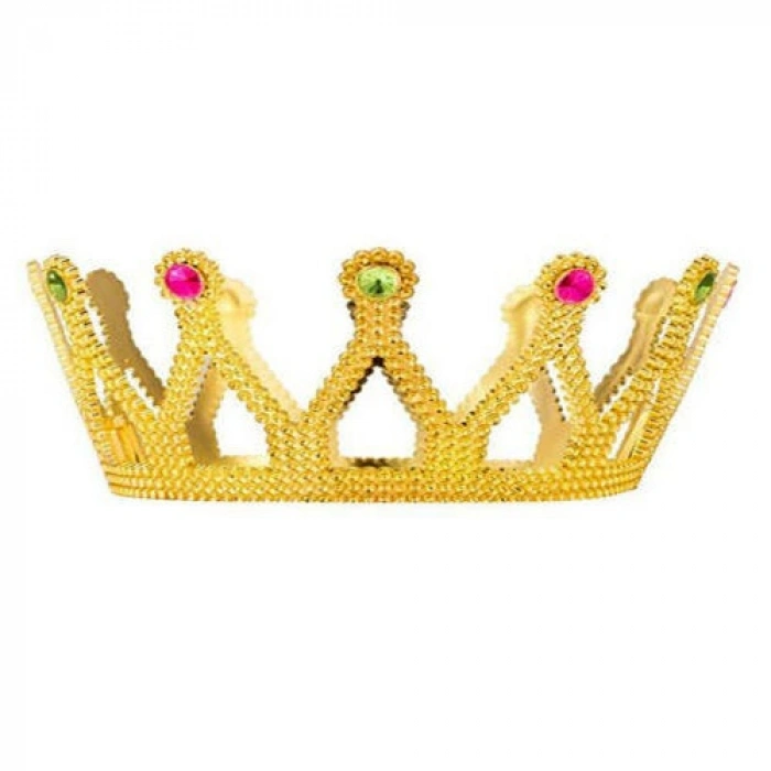 Altın Renk Çuk ve Yetişkin Uyumlu Kraliçe Tacı Prenses Tacı 8X25 cm