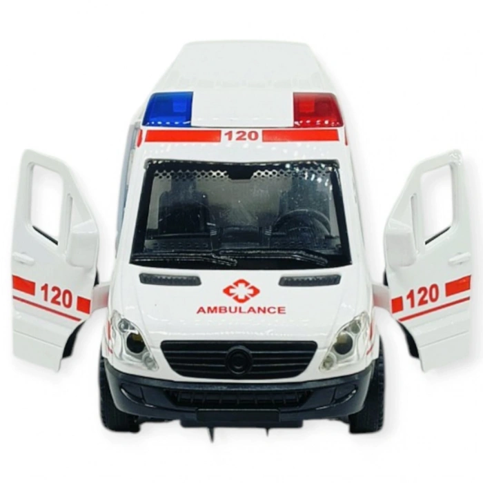 Ambulans Arabası Işıklı Sesli Sürtmeli Plastik 15cm - 1 ADET