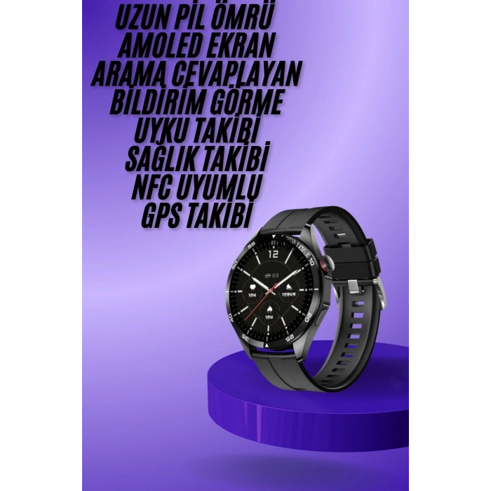 Amoled Ekran 3 Kordonlu Akıllı Saat 5.0 Bluetooth Bağlantılı Android ve İOS Uyumlu
