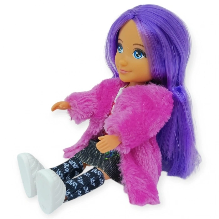 Ankiki Moda İkonu Bebek Figür 13 cm  - Mor lı "Great" Stil (Etekli Kombin) - 1 ADET