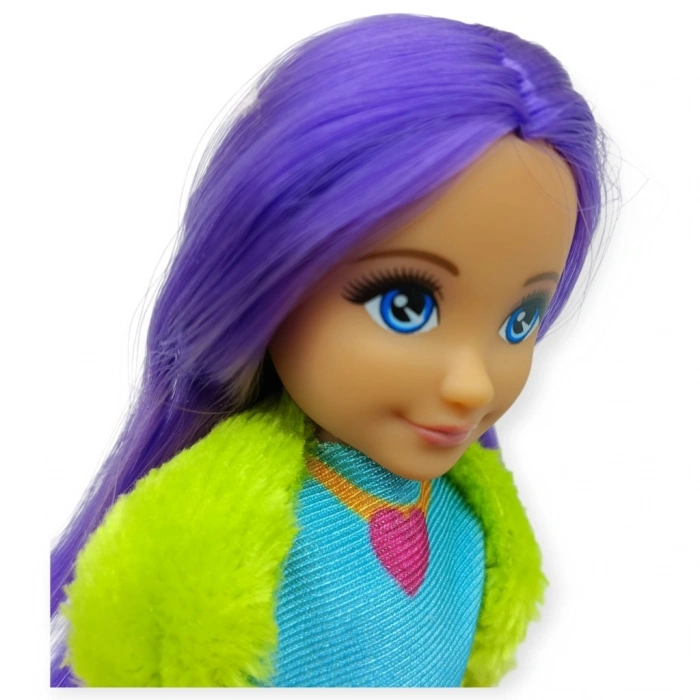 Ankiki Moda İkonu Bebek Figür 13 cm  - Mor lı Hip-Hop Rüzgarı  - 1 ADET
