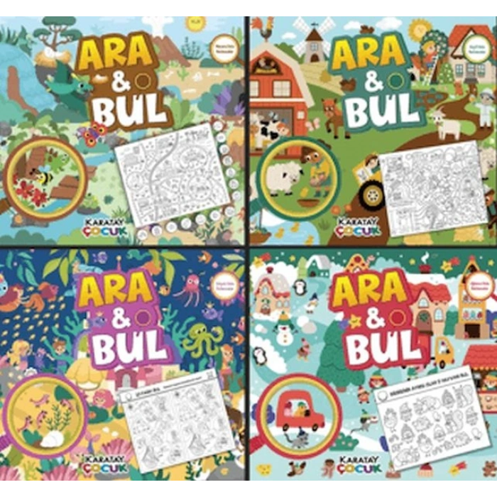 Ara ve Bul / Gizli Resimleri Bul-4lü Seri (Macera-Keşif-Sürpriz-Eğlence Dolu Bulmacalar)