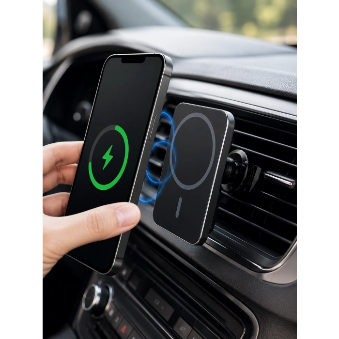 Araç İçi Manyetik Telefon Tutucu ve 15W Kablosuz Hızlı Şarj Cihazı