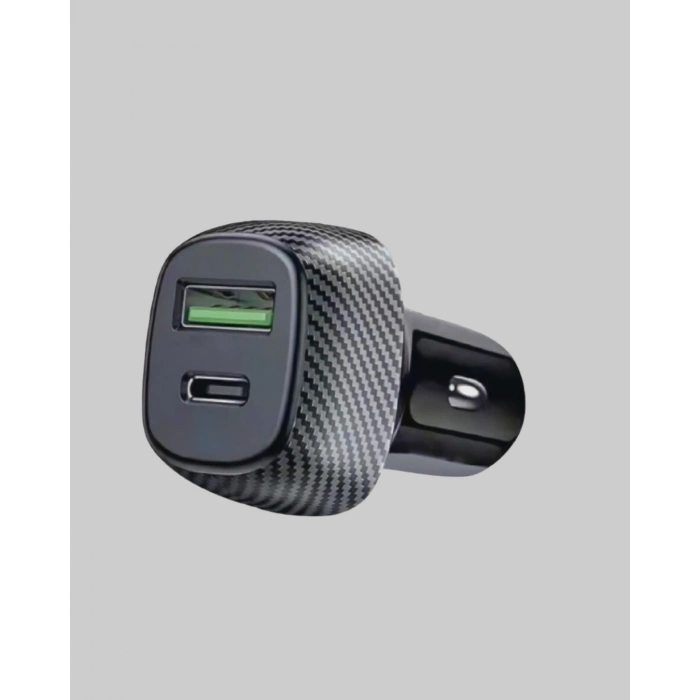 Araç Tipi Hızlı Şarj Adaptörü TypeC PD USB Çift Port Kompakt