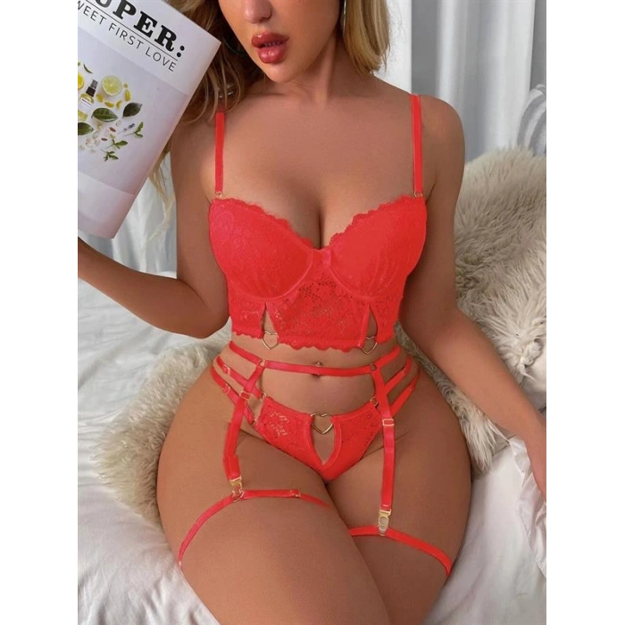 kapsulavm Siyah Dantelli Jartiyer Fantezi Seksi Büstiyer Takımı