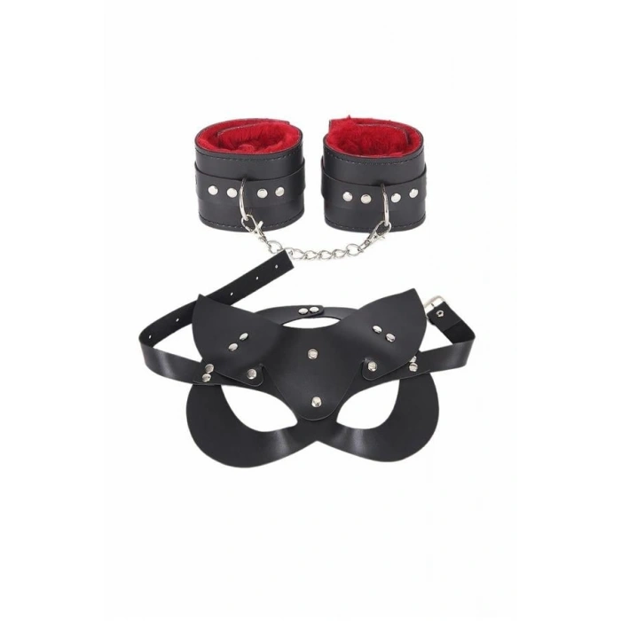 kapsulavm Maske Ve Kelepçe Deri Harness Fantezi Set