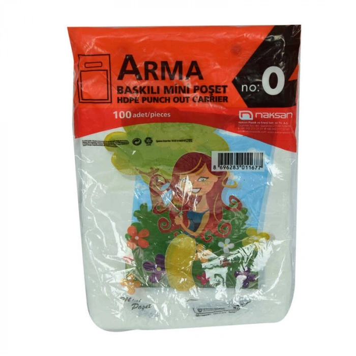 Arma Baskılı Mini Poşet Eczane Mağaza Dükkan Poşeti  Desen Renk 32X20 Cm 100 Adet No:0
