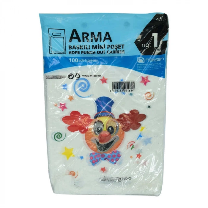 Arma Baskılı Mini Poşet Eczane Mağaza Dükkan Poşeti  Desen Renk 35X22 100 Adet No:1