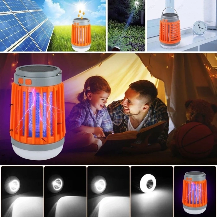 Askılı Solar Enerji İle Şarj Olabilen Sinek Öldürücü Kamp Feneri Işıldak (  )