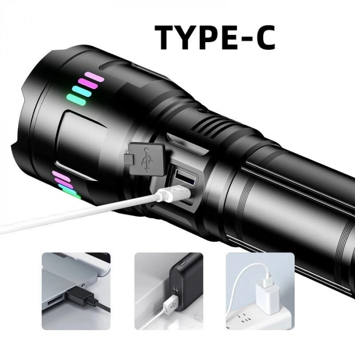 Bedotech Bd-g01 30w Tg Led Alüminyum Alaşımlı Zoomlu Type-c Şarjlı El Feneri