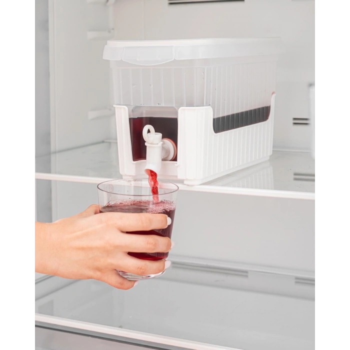 Beyaz Buzdolabı İçi Musluklu Ayaklı Su Limonata  İçecek Sebili Piknik Bidonu 4 Lt (74)