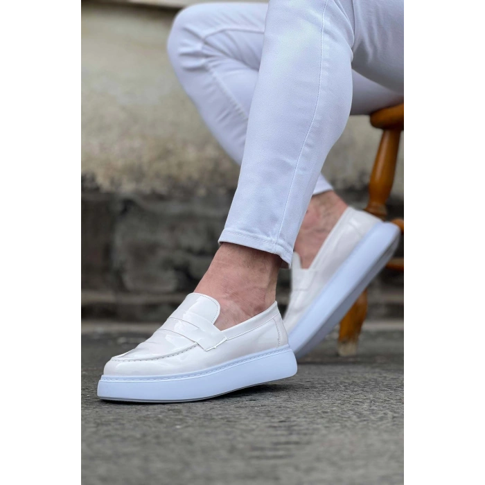 Beyaz Rugan Erkek Casual Ayakkabı