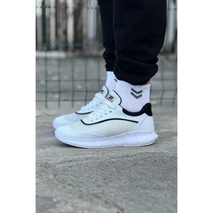 Beyaz Siyah Triko Erkek Spor Ayakkabı