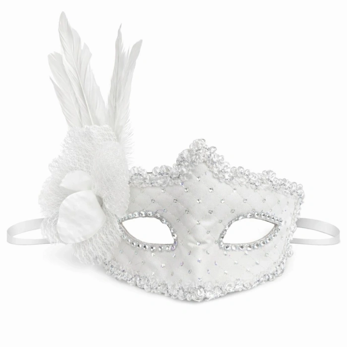 Beyaz Tüylü Venedik Lüks B Maskesi