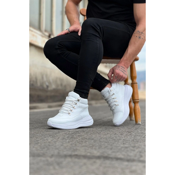 Beyaz Yüksek Taban Yarım Bilek Bot