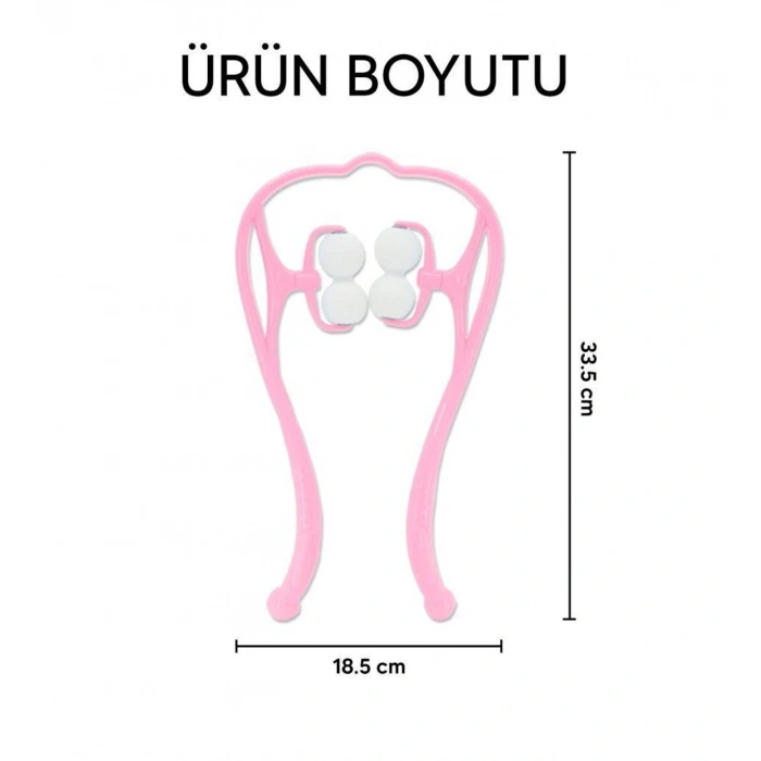 Boyun Bacak Ayak Bel Masaj Aleti Çok Fonksiyonlu Manuel 4 Tekerlekli - Pembe