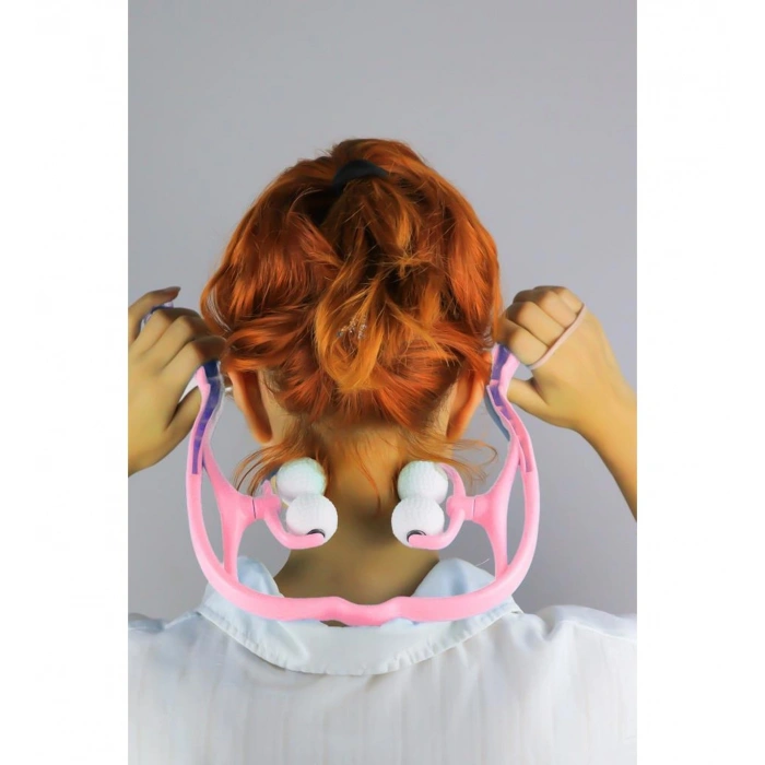 Boyun Bacak Ayak Bel Masaj Aleti Çok Fonksiyonlu Manuel 4 Tekerlekli - Pembe