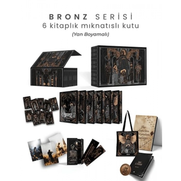 Bronz Serisi 6 Kitaplık Mıknatıslı Kutu - Yan Boyamalı (Ciltli)