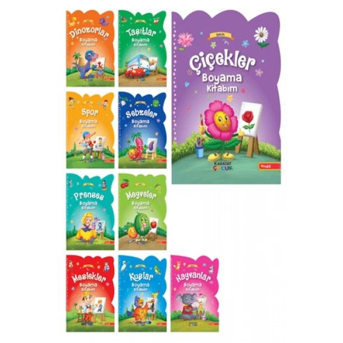 Büyük Şekilli Örnekli Kavramlar Boyama Serisi (10 Kitap)