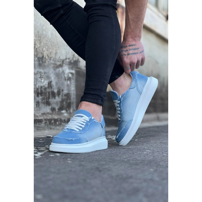 Buz Mavi Kot Kumaş Erkek Casual Ayakkabı