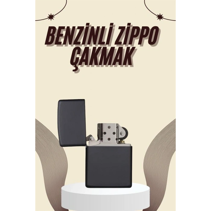 Çakmak Parlak Siyah Benzinli Çakmak Cep Boy Doldurulabilir
