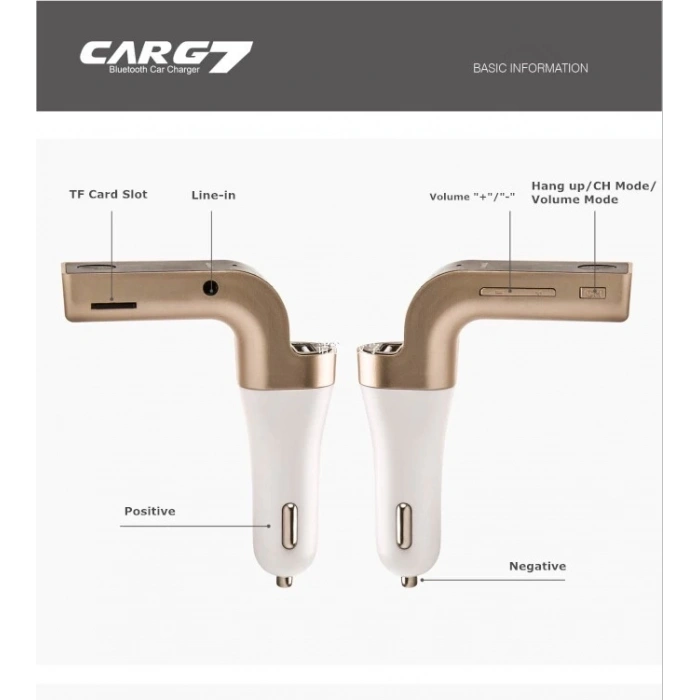 Carg7 Bluetooth Araç Fm Transmitter Usb Girişli (  )