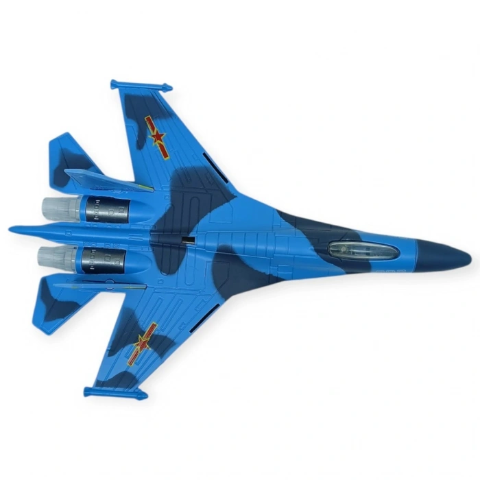 Çek Bırak Metal Uçak Sesli Işıklı 22 cm - Mavi - 1 ADET