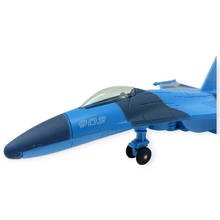 Çek Bırak Metal Uçak Sesli Işıklı 22 cm - Mavi - 1 ADET