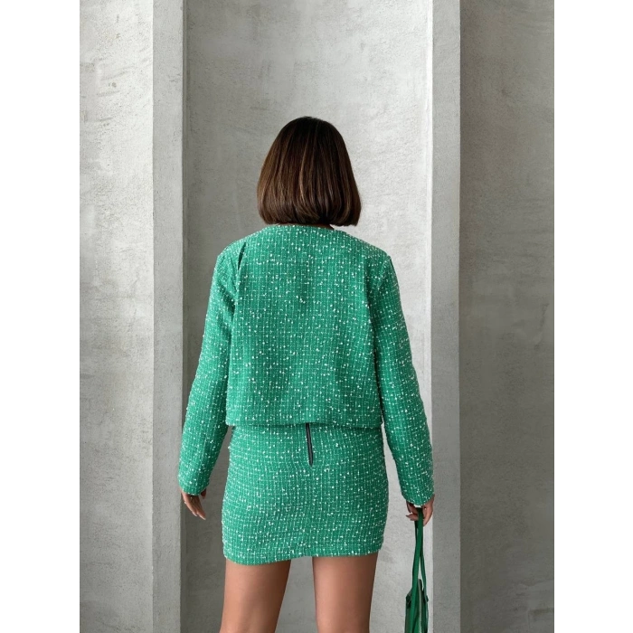 Ceketli etek takım chl kumaş yeşil h24443