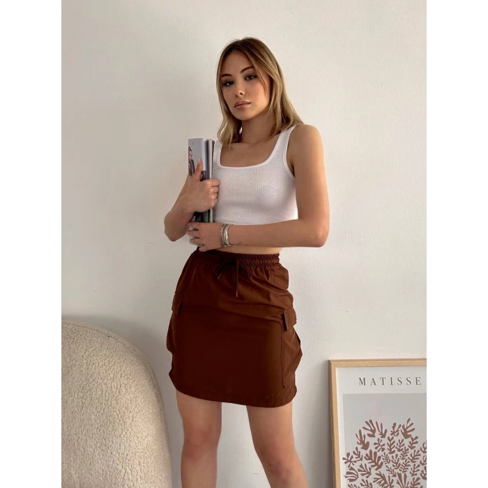 cep ince paraşüt etek kahve s241019