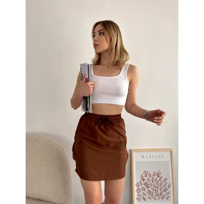 cep ince paraşüt etek kahve s241019