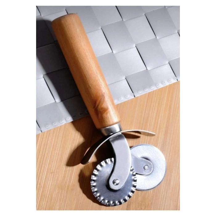 Çift Başlıklı Ahşap Saplı Pizza Kesici Hamur Kesici (74)