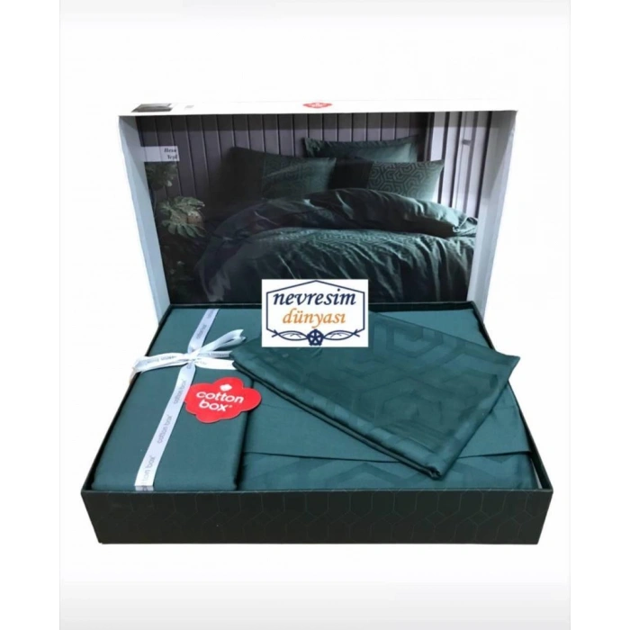 Çift Kişilik Jakarlı Saten Nev Takımı Hexa Yeşil