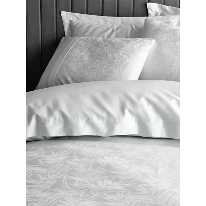 Çift Kişilik Jakarlı Saten Nev Takımı Leaf Buz Mavisi