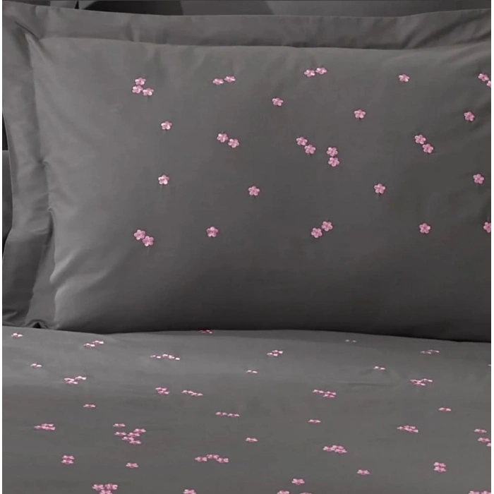 Çift Kişilik Poplin Premium Nakışlı Nev Spring Gri