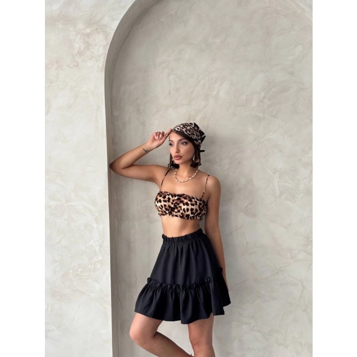 Çingene keten etek siyah s24808