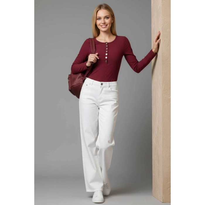 Çıtçıt Detaylı Bluz Bordo