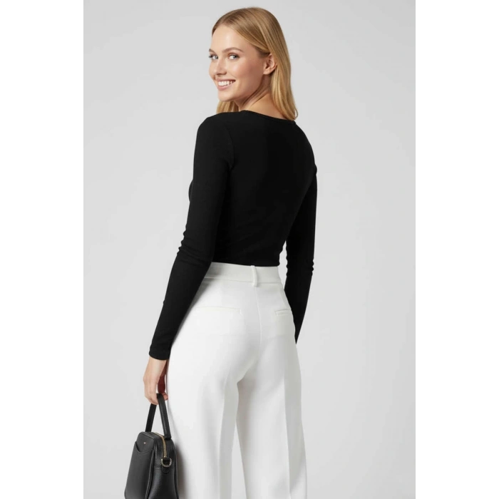 Çıtçıt Detaylı Bluz Siyah