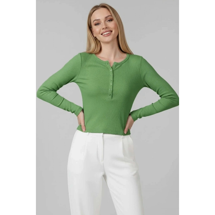 Çıtçıt Detaylı Bluz Yeşil